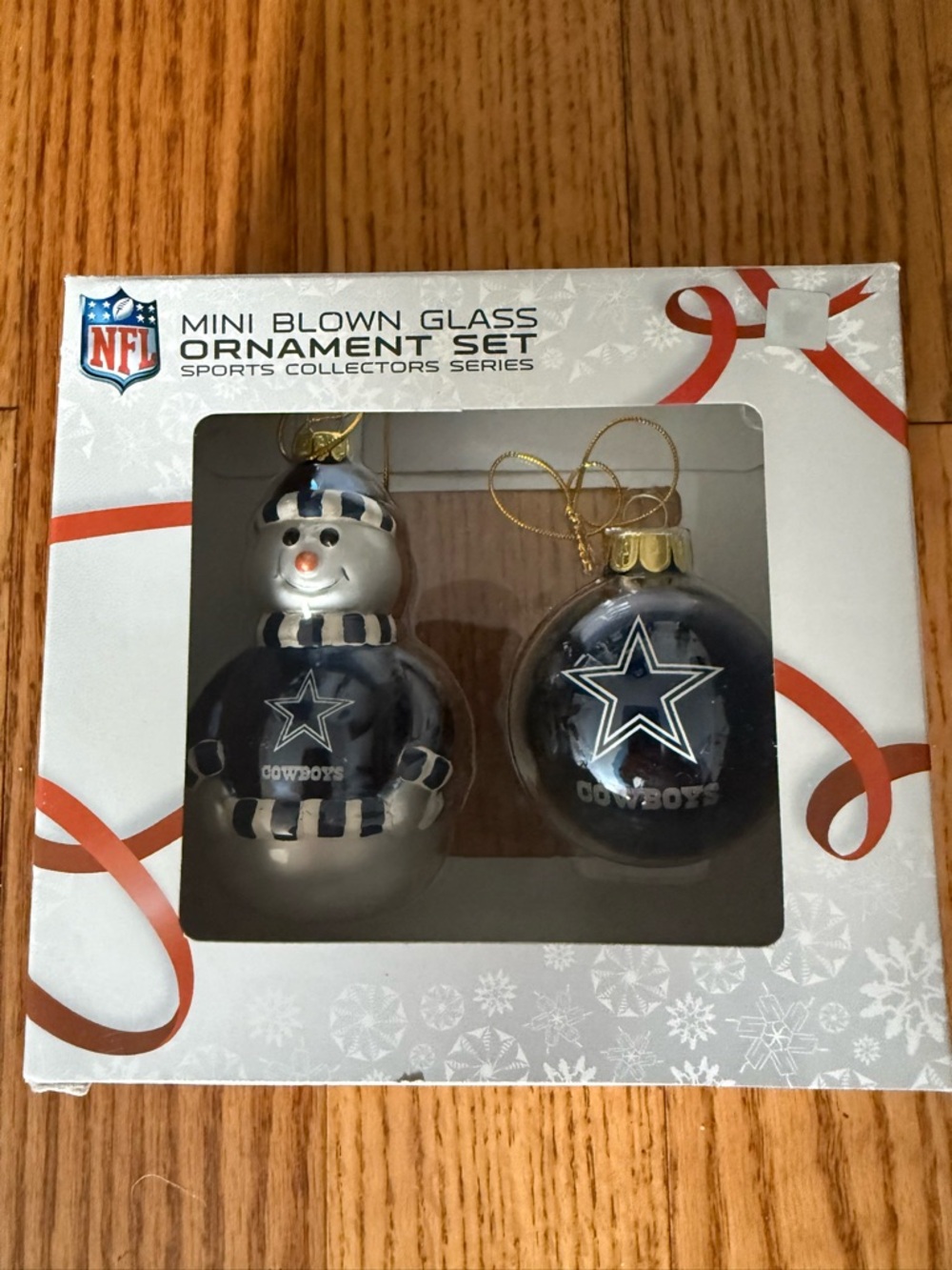 NFL Dallas Cowboys Snowman & Ball Ornament Set - Navy & Silver
